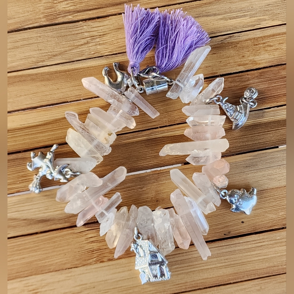 👻 Halloween Themed Quartz Crystal Stretch Charm Bracelet